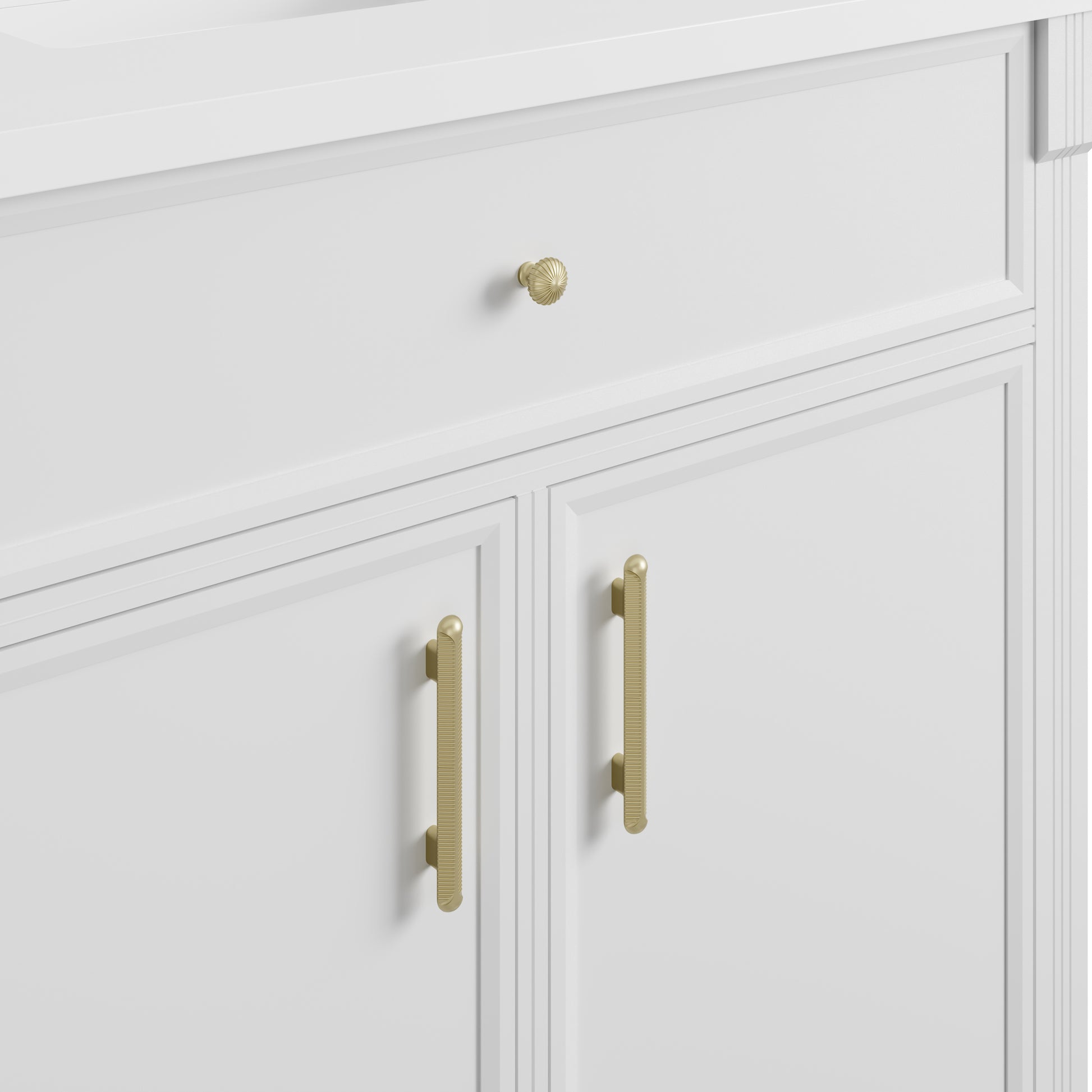 Renovate for Less Atlanta Bellshire 96" Dual Vanity Set with 24" Make-Up Counter, Bright White w/3 cm Phantome Eclos Top