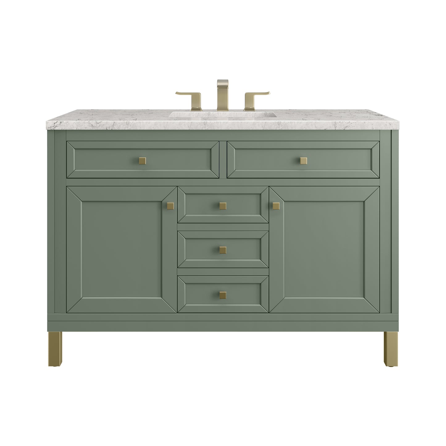 Renovate for Less Atlanta Chicago 48" Single Vanity, Smokey Celadon, w/ 3 CM Eternal Jasmine Pearl Silestone® Top w/FreePower Wireless Charger