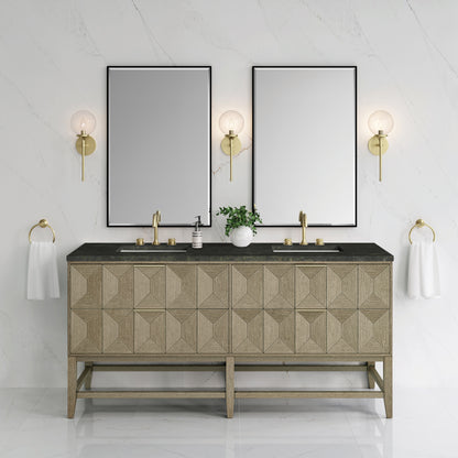 Renovate for Less Atlanta Emmeline 72" Double Vanity, Pebble Oak, w/ 3 CM Phantome Eclos Top