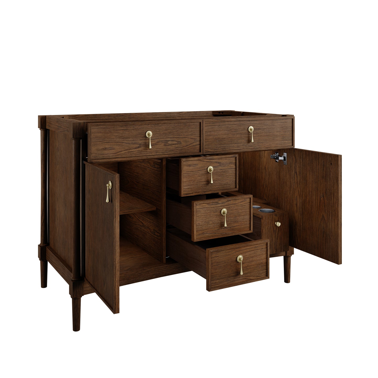 Renovate for Less Atlanta Kinnsden 48" Single Vanity, Sable Oak w/ 3 CM Charcoal Soapstone Silestone Top