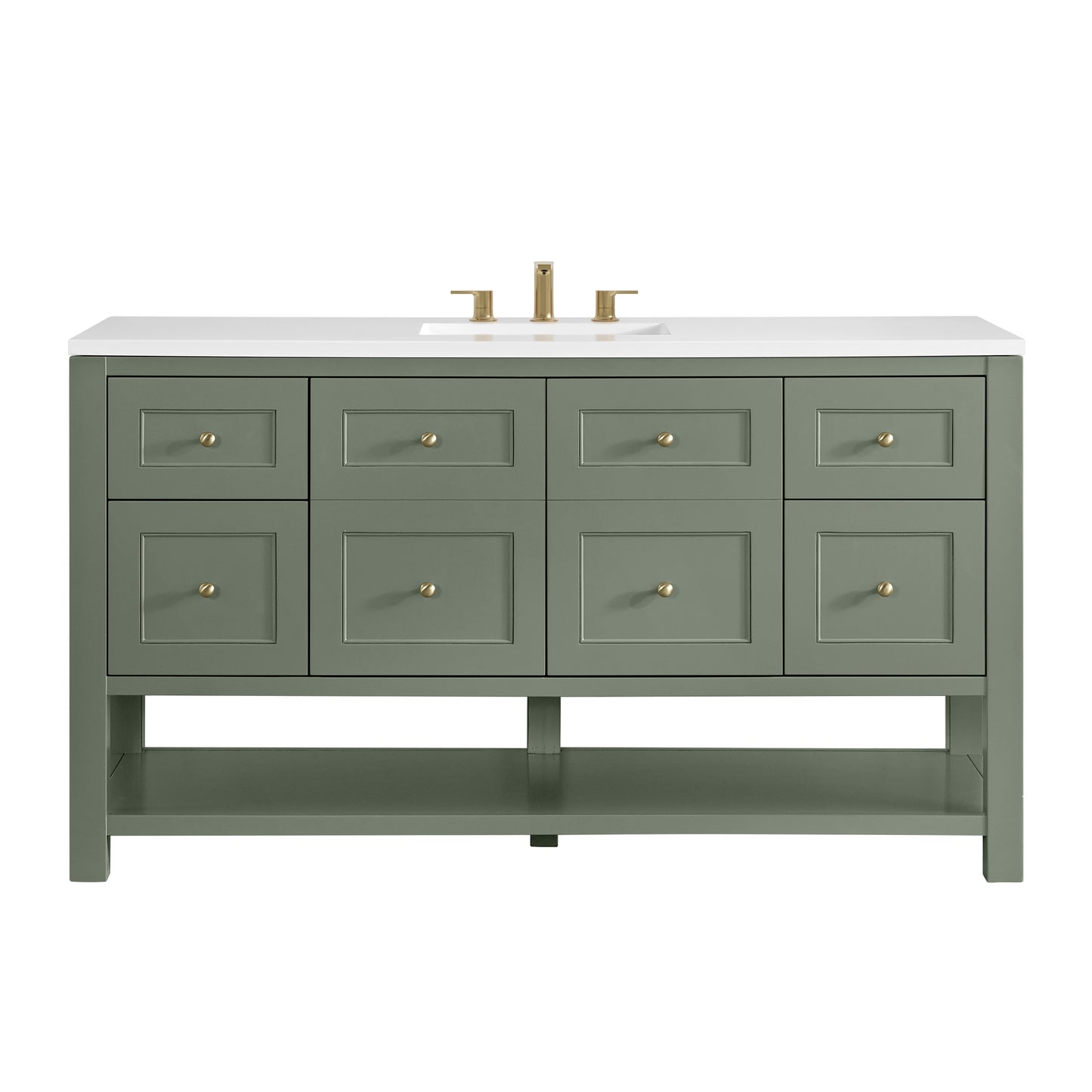 Renovate for Less Atlanta Breckenridge 60" Single Vanity, Smokey Celadon, w/ 3 CM White Zeus Quartz Top