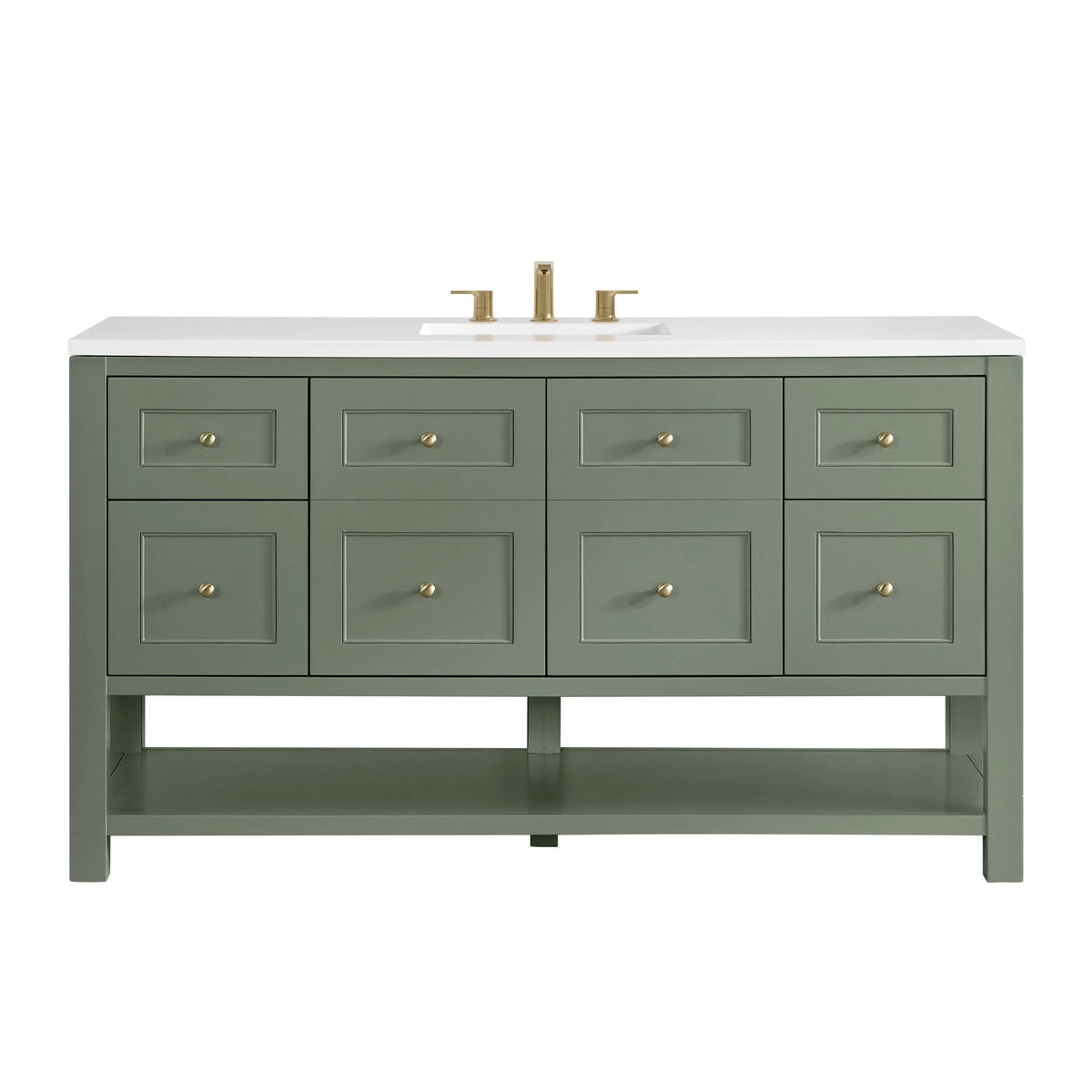 Breckenridge 60" Single Vanity, Smokey Celadon, w/ 3 CM White Zeus Quartz Top