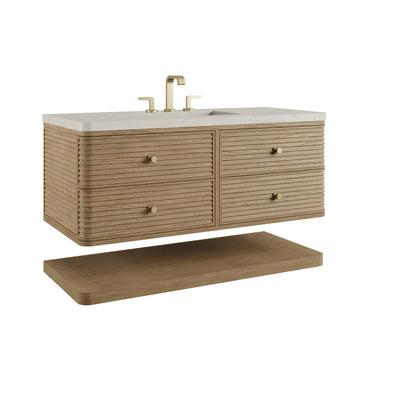 Renovate for Less Atlanta Allamari 48" Single Vanity, Dune Mist w/ 3 CM Siberian Silestone Top w/FreePower Wireless Charger