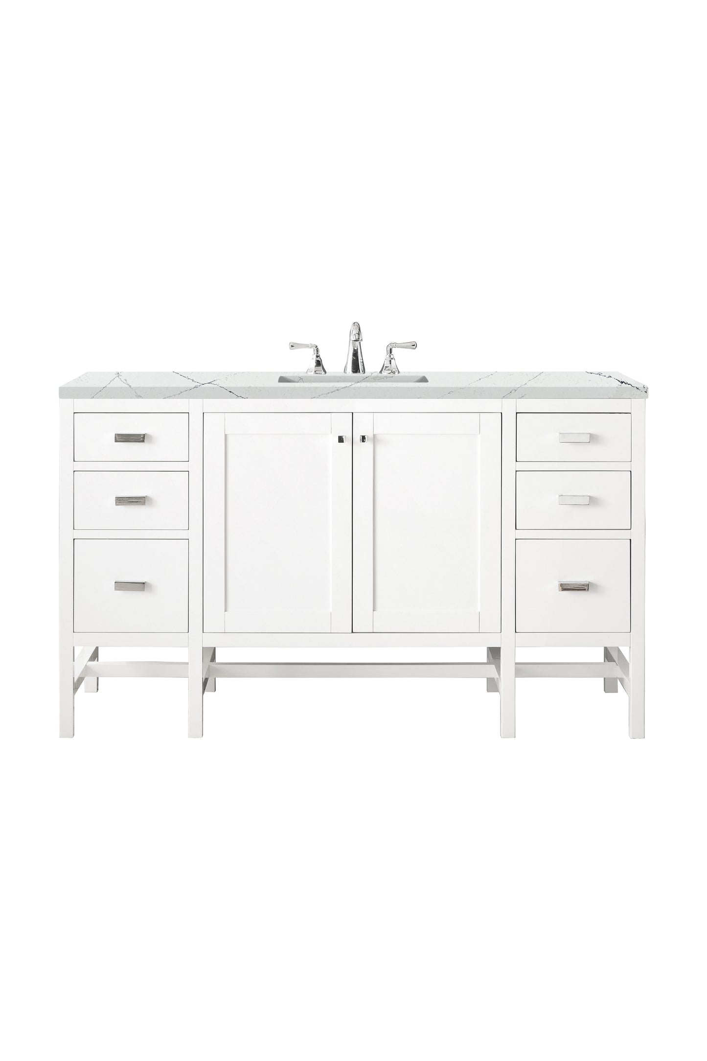 Renovate for Less Atlanta Addison 60" Single Vanity, Glossy White w/ 3 CM Ethereal Noctis Top