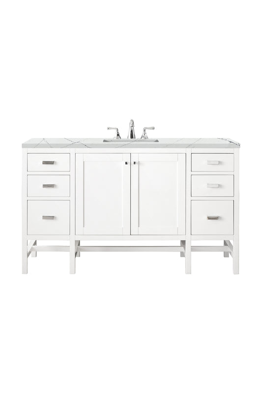 Renovate for Less Atlanta Addison 60" Single Vanity, Glossy White w/ 3 CM Ethereal Noctis Top