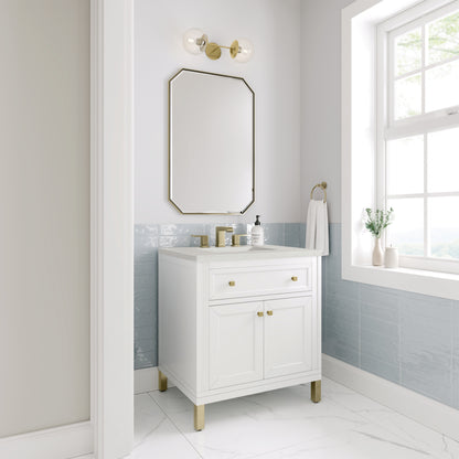Renovate for Less Atlanta Chicago 30" Single Vanity, Glossy White, w/ 3 CM Lime Delight Silestone® Top