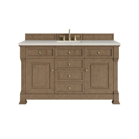 Brookfield 60" Single Vanity, Pecan, w/ 3 CM Siberian Silestone Top