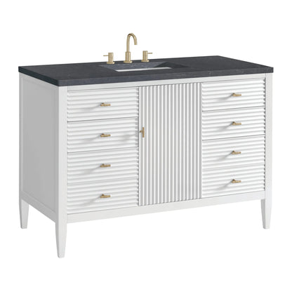 Myrrin 48" Single Vanity, Bright White w/ 3 CM Charcoal Soapstone Silestone Top