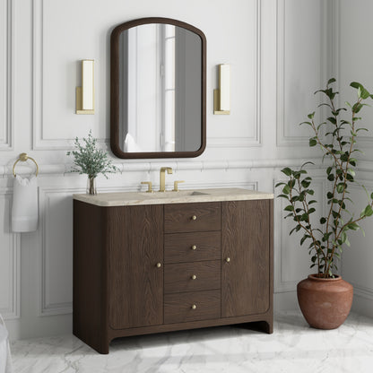 Renovate for Less Atlanta Gracyn 48" Single Vanity, Sable, w/ 3 CM Tajnar Eclos Widespread Top