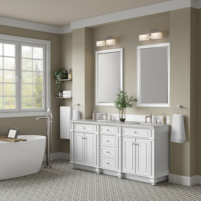 Renovate for Less Atlanta Bristol 72" Double Vanity, Bright White w/ 3 CM Eternal Jasmine Pearl Silestone Top