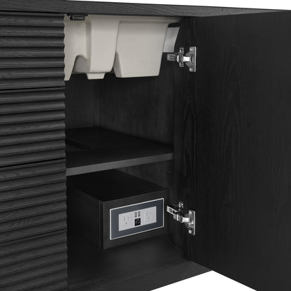 Renovate for Less Atlanta Myrrin 48" Single Vanity, Carbon Oak w/ 3 CM Carrara White Marble Top