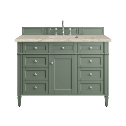 Renovate for Less Atlanta Brittany 48" Single Vanity, Smokey Celadon, w/ 3 CM Tajnar Eclos Top