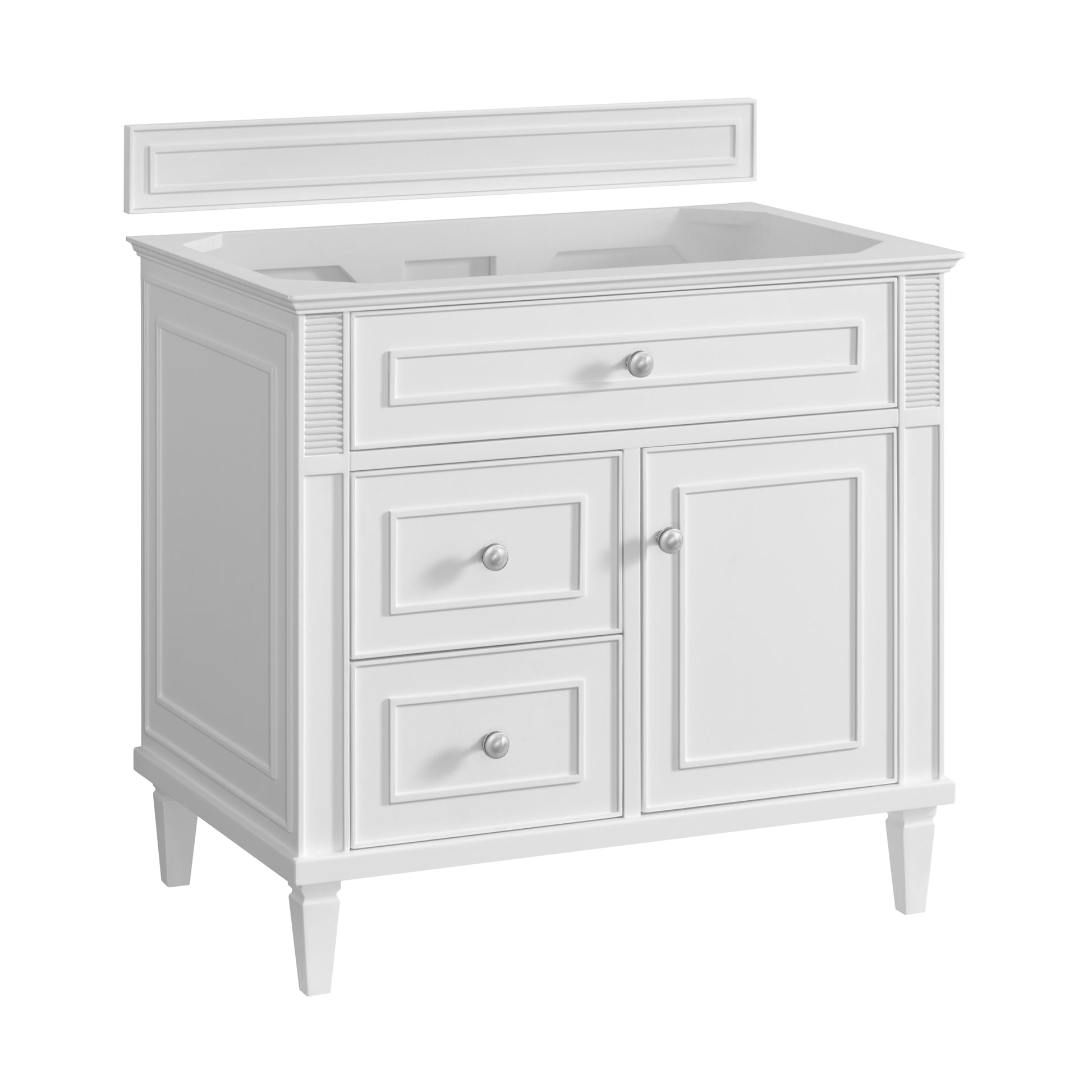 Renovate for Less Atlanta Lorelai 36" Single Vanity, Bright White w/ 3 CM Parisien Bleu Silestone Top