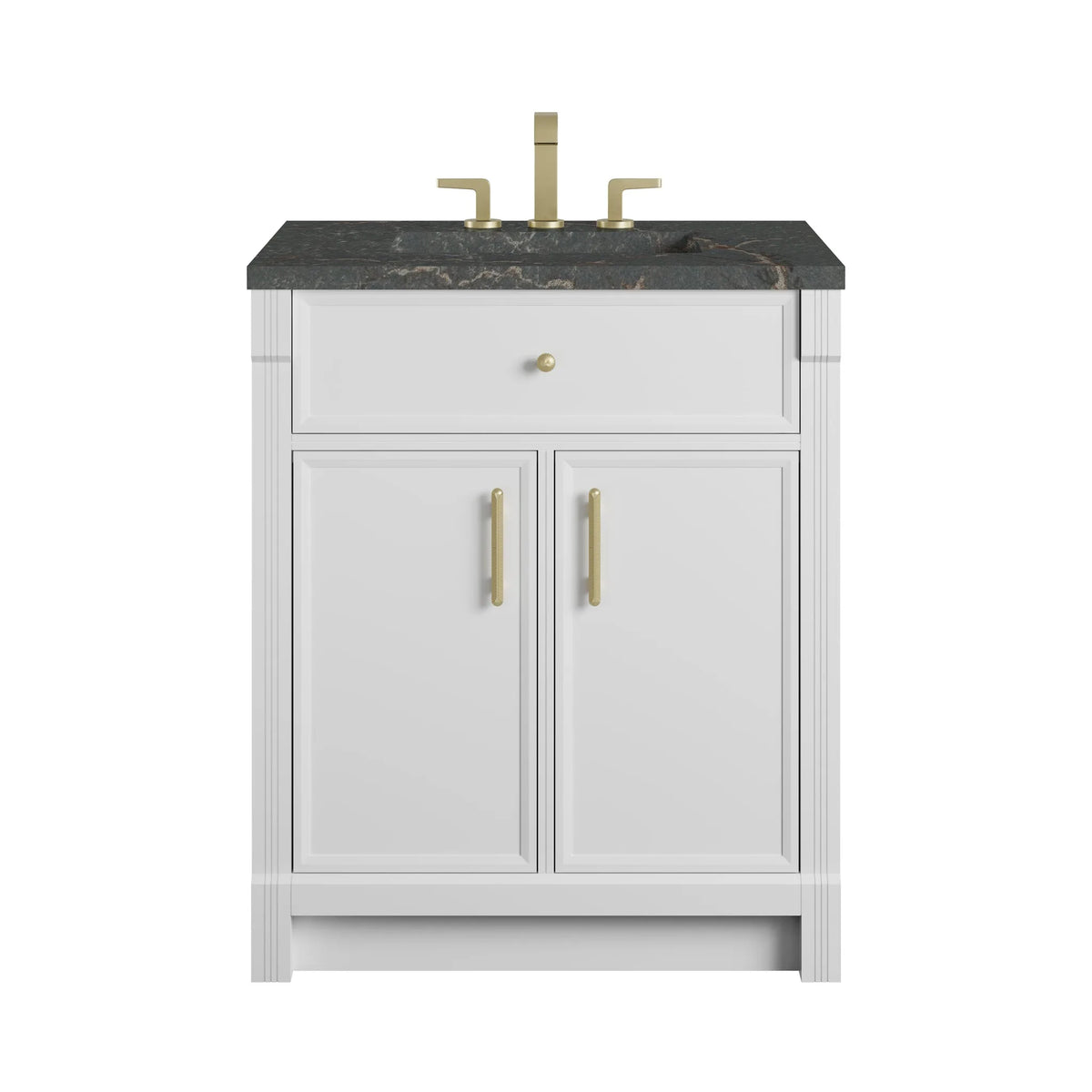 Bellshire 30" Single Vanity, Bright White w/ 3 CM Parisien Bleu Silestone Top