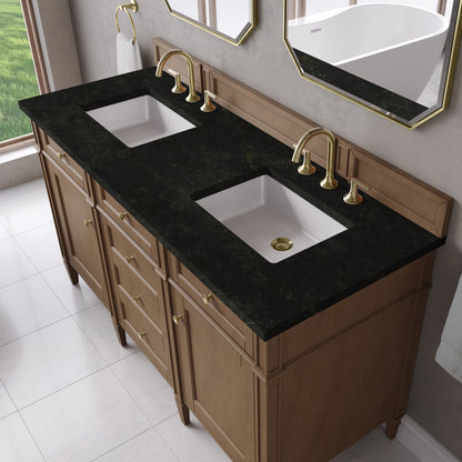 Renovate for Less Atlanta Brittany 60" Double Vanity, Pecan w/ 3 CM Phantome Eclos Top