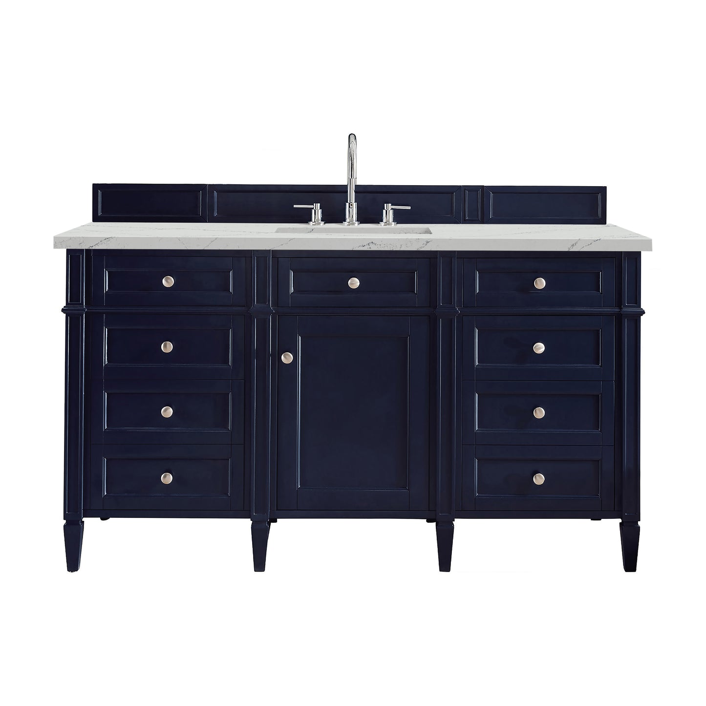 Renovate for Less Atlanta Brittany 60" Single Vanity, Victory Blue w/ 3 CM Ethereal Noctis Silestone Top