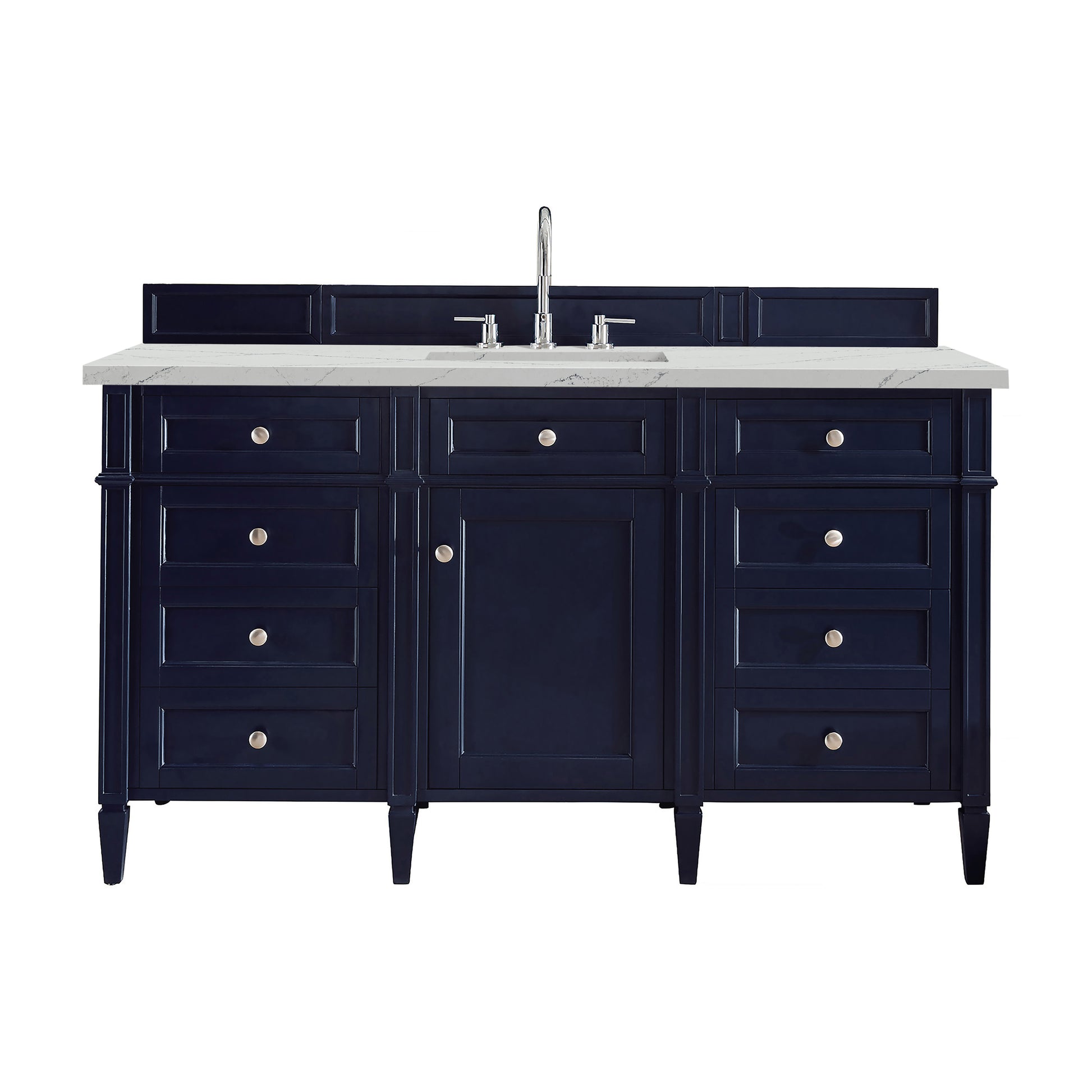 Renovate for Less Atlanta Brittany 60" Single Vanity, Victory Blue w/ 3 CM Ethereal Noctis Silestone Top