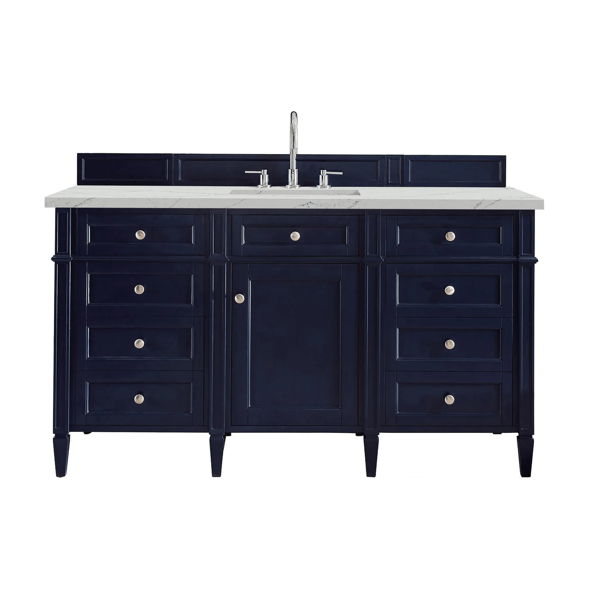 Brittany 60" Single Vanity, Victory Blue w/ 3 CM Ethereal Noctis Silestone Top