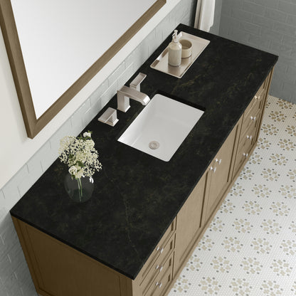 Renovate for Less Atlanta Chicago 60" Single Vanity, Walnut Whisper, w/ 3 CM Phantome Eclos Top