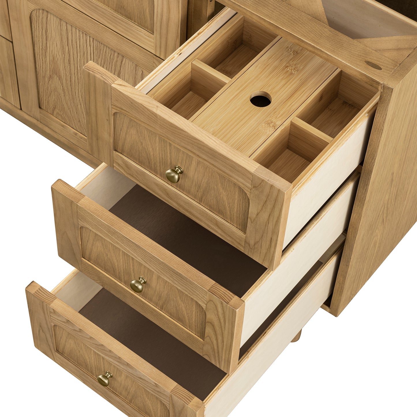 Renovate for Less Atlanta Laurent 48" Single Vanity, Light Natural Oak w/ 3 CM Victorian Silver Top w/FreePower Wireless Charger