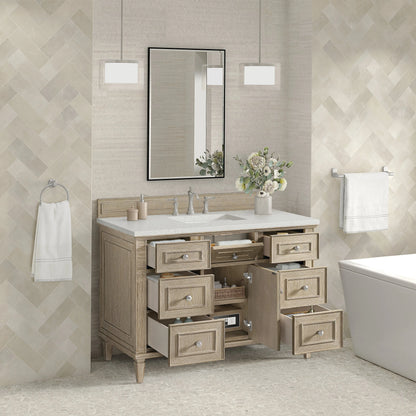 Lorelai 48" Single Vanity, Whitewashed Oak w/ 3 CM Lime Delight Silestone Top