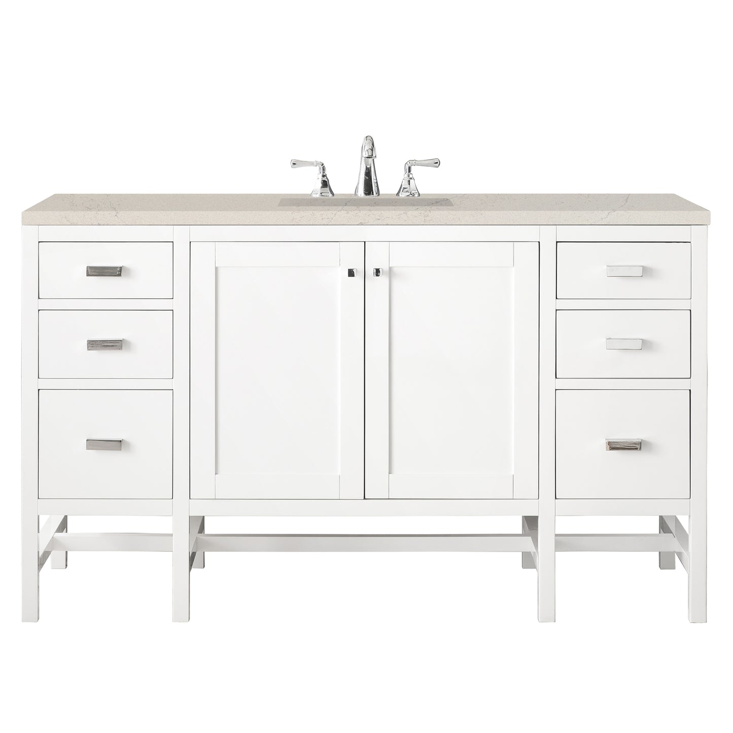 Renovate for Less Atlanta Addison 60" Single Vanity, Glossy White, w/ 3 CM Siberian Silestone Top