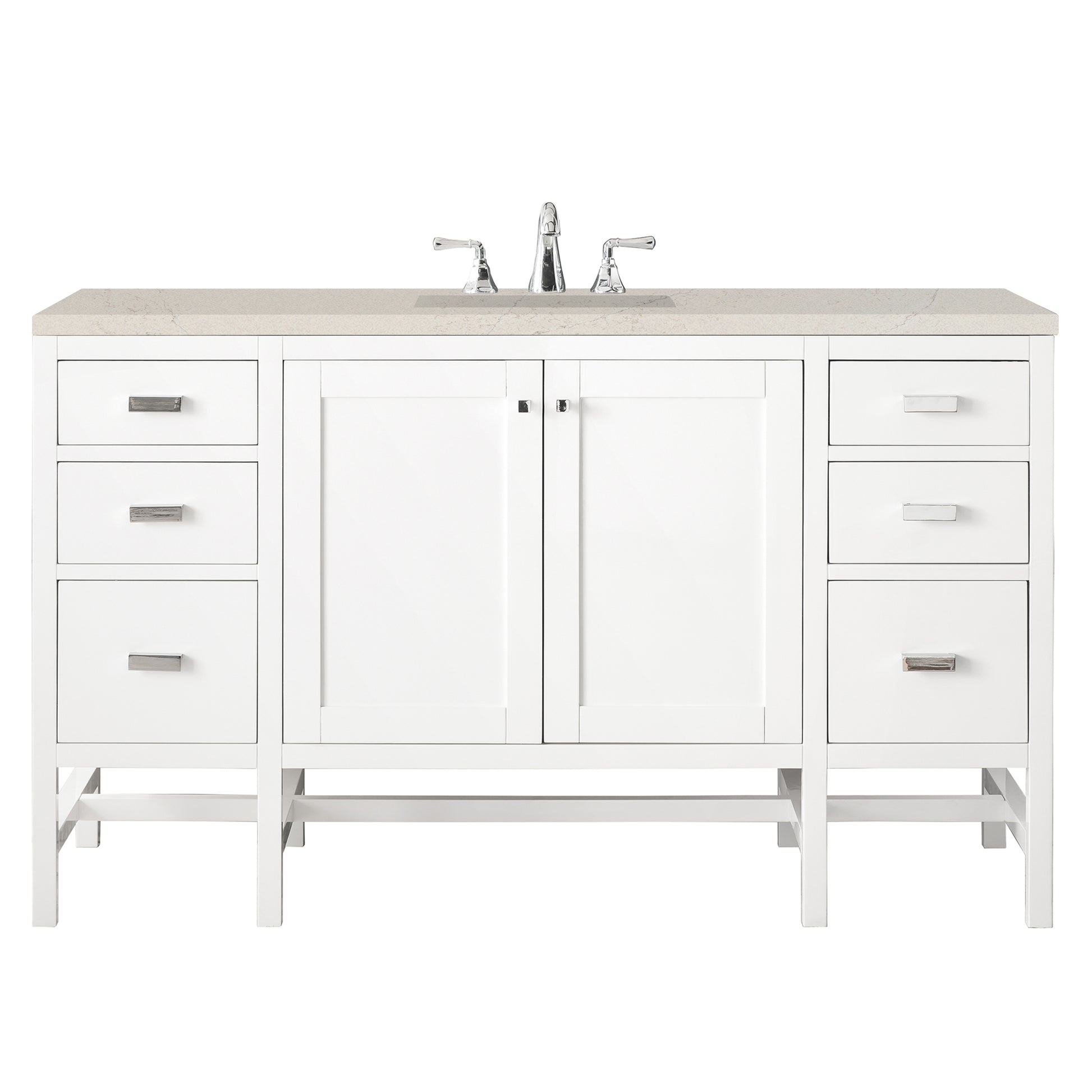 Renovate for Less Atlanta Addison 60" Single Vanity, Glossy White, w/ 3 CM Siberian Silestone Top