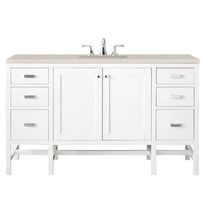 Renovate for Less Atlanta Addison 60" Single Vanity, Glossy White, w/ 3 CM Siberian Silestone Top