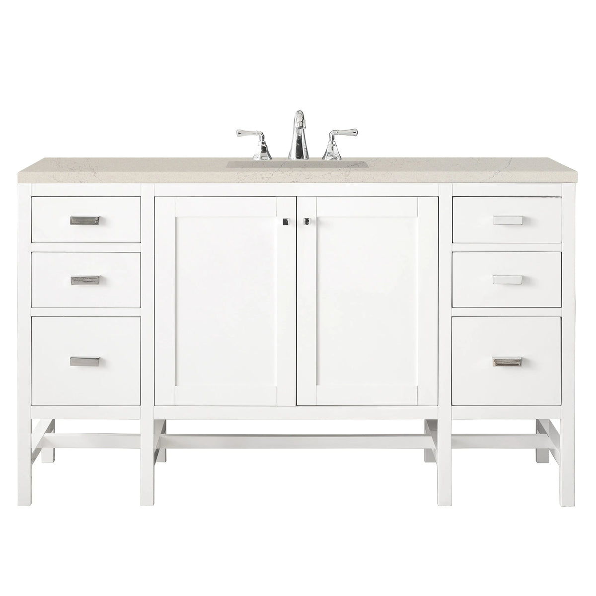 Addison 60" Single Vanity, Glossy White, w/ 3 CM Siberian Silestone Top