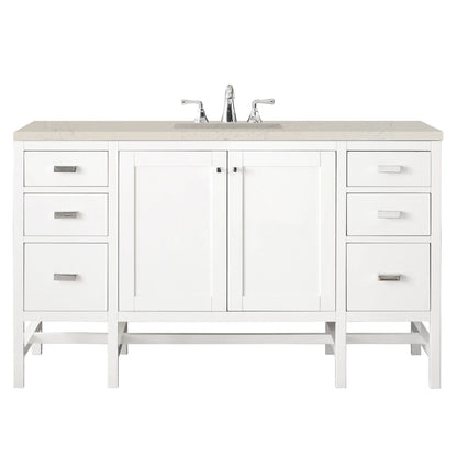 Addison 60" Single Vanity, Glossy White, w/ 3 CM Siberian Silestone Top