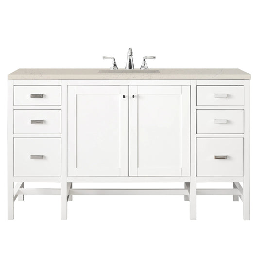 Addison 60" Single Vanity, Glossy White, w/ 3 CM Siberian Silestone Top
