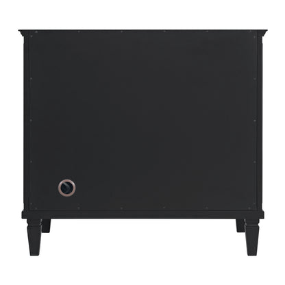 Renovate for Less Atlanta Lorelai 36" Single Vanity, Black Onyx w/ 3 CM Victorian Silver Silestone Top