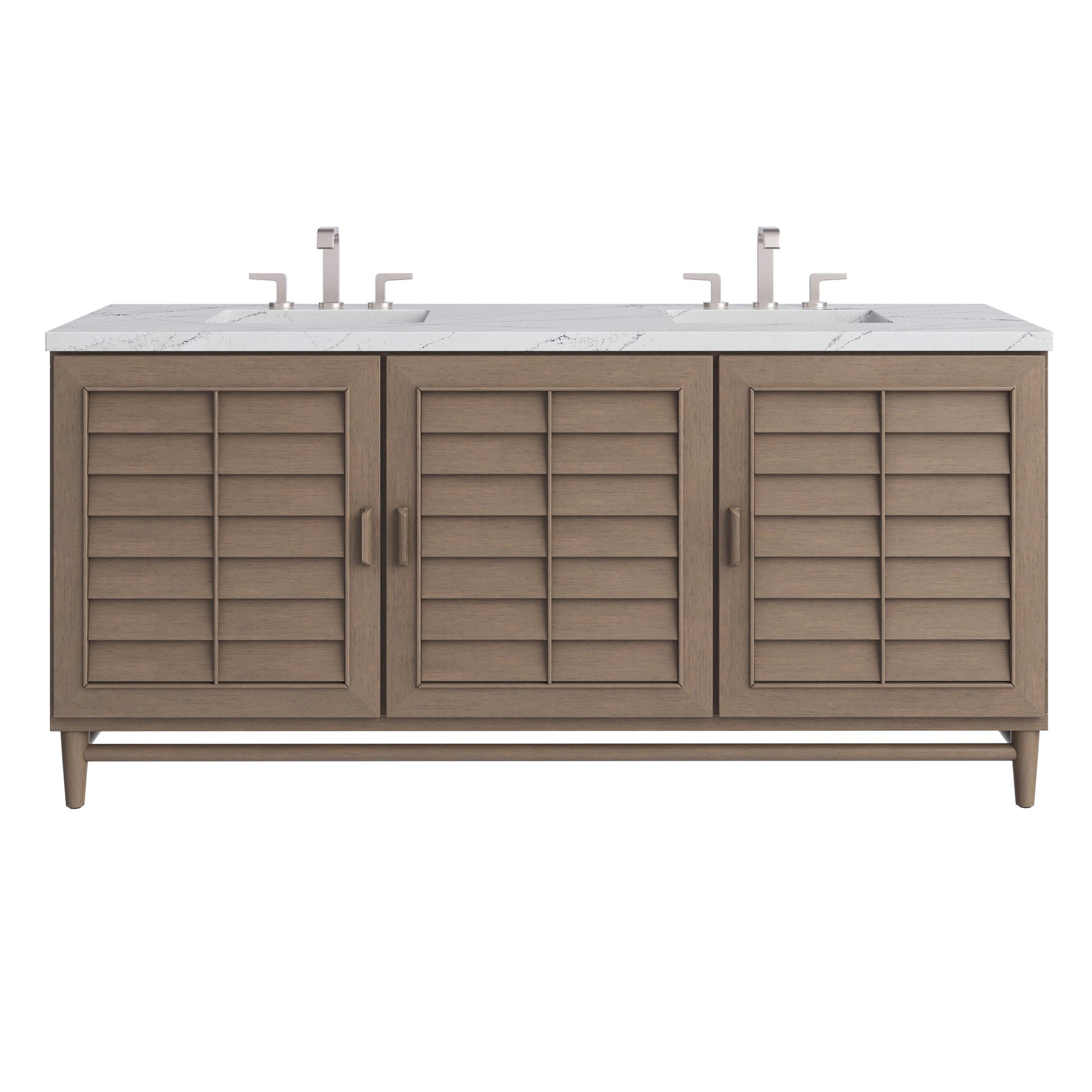 Renovate for Less Atlanta Portland 72" Double Vanity Whitewashed Walnut w/ 3 CM Ethereal Noctis Silestone Top