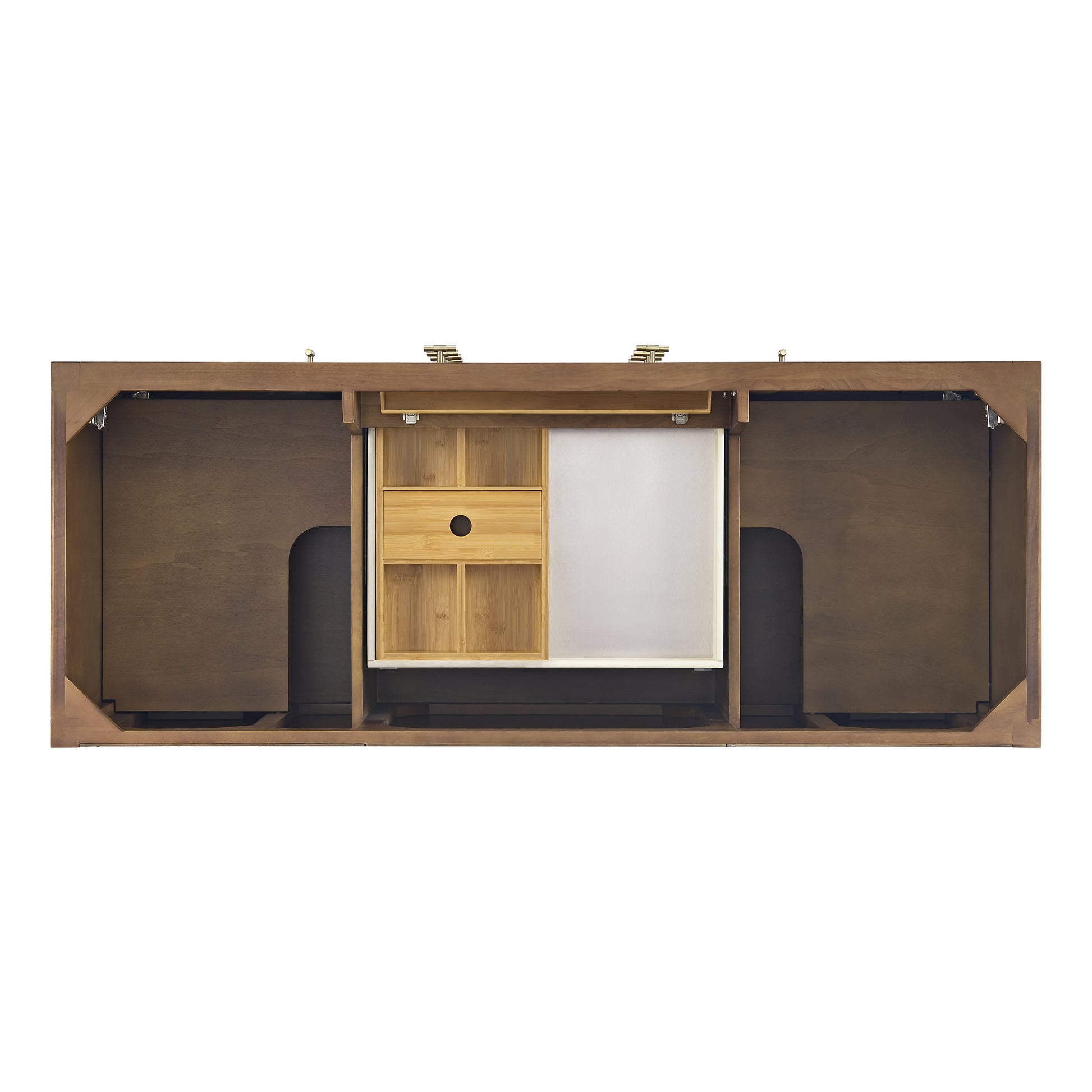 Renovate for Less Atlanta Myrrin 60" Double Vanity, Mid Century Walnut w/ 3 CM Lime Delight Silestone Top