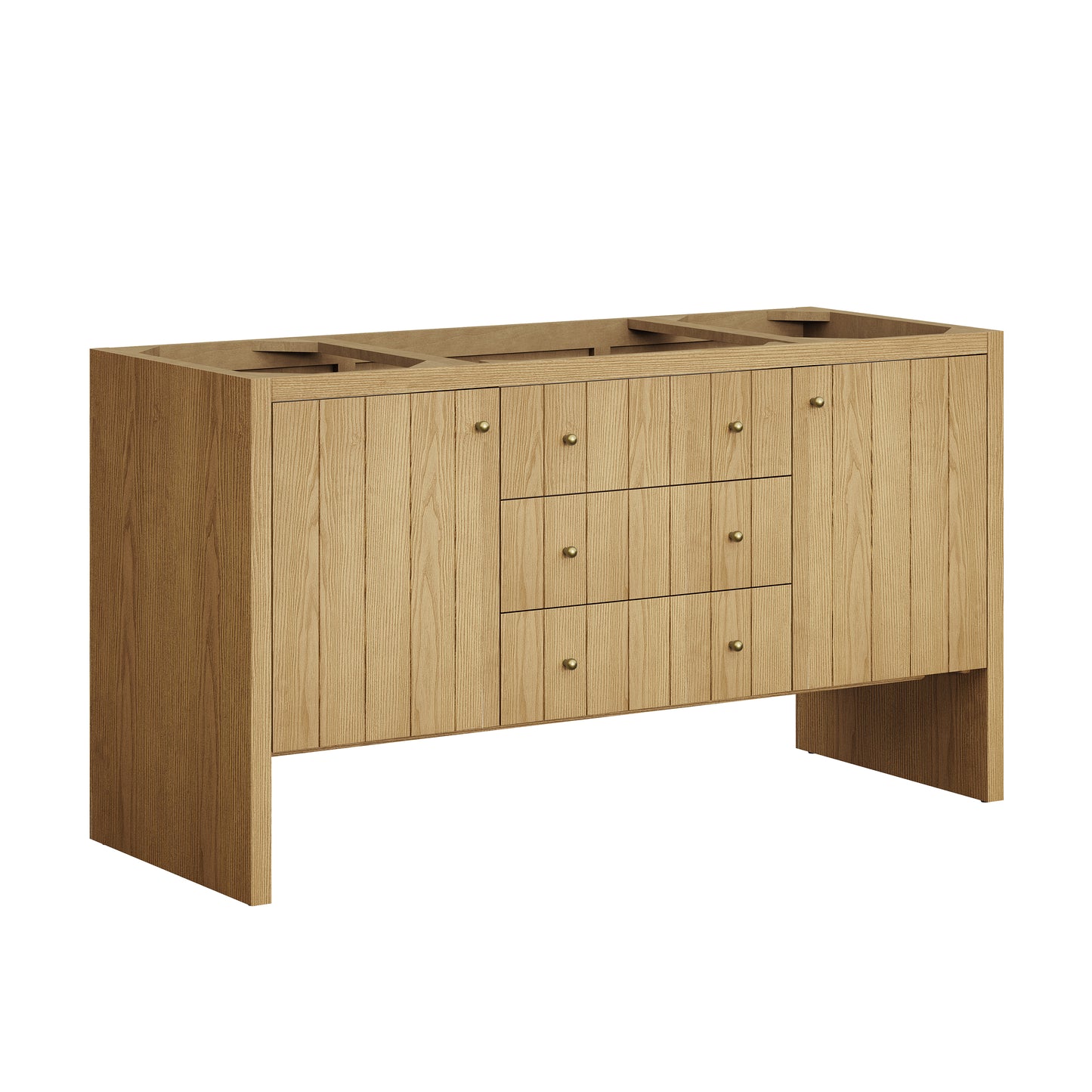 Renovate for Less Atlanta Hudson 60" Single Vanity, Light Natural Oak w/ 3 CM Ethereal Noctis Top