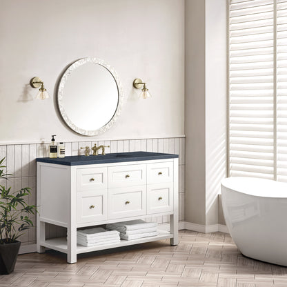 Renovate for Less Atlanta Breckenridge 48" Single Vanity, Bright White w/ 3 CM Charcoal Soapstone Top