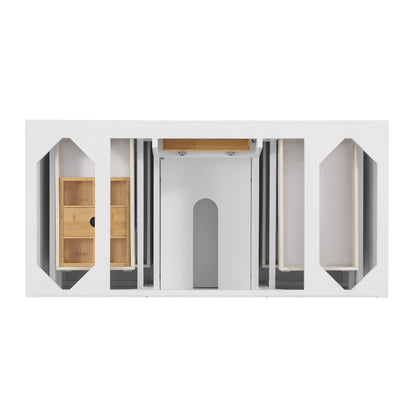 Renovate for Less Atlanta Lorelai 48" Single Vanity, Bright White, w/ 3 CM Siberian Silestone Top w/FreePower Wireless Charger