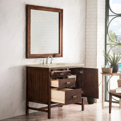 Addison 36" Single Vanity, Mid-Century Acacia, w/ 3 CM Tajnar Eclos Top