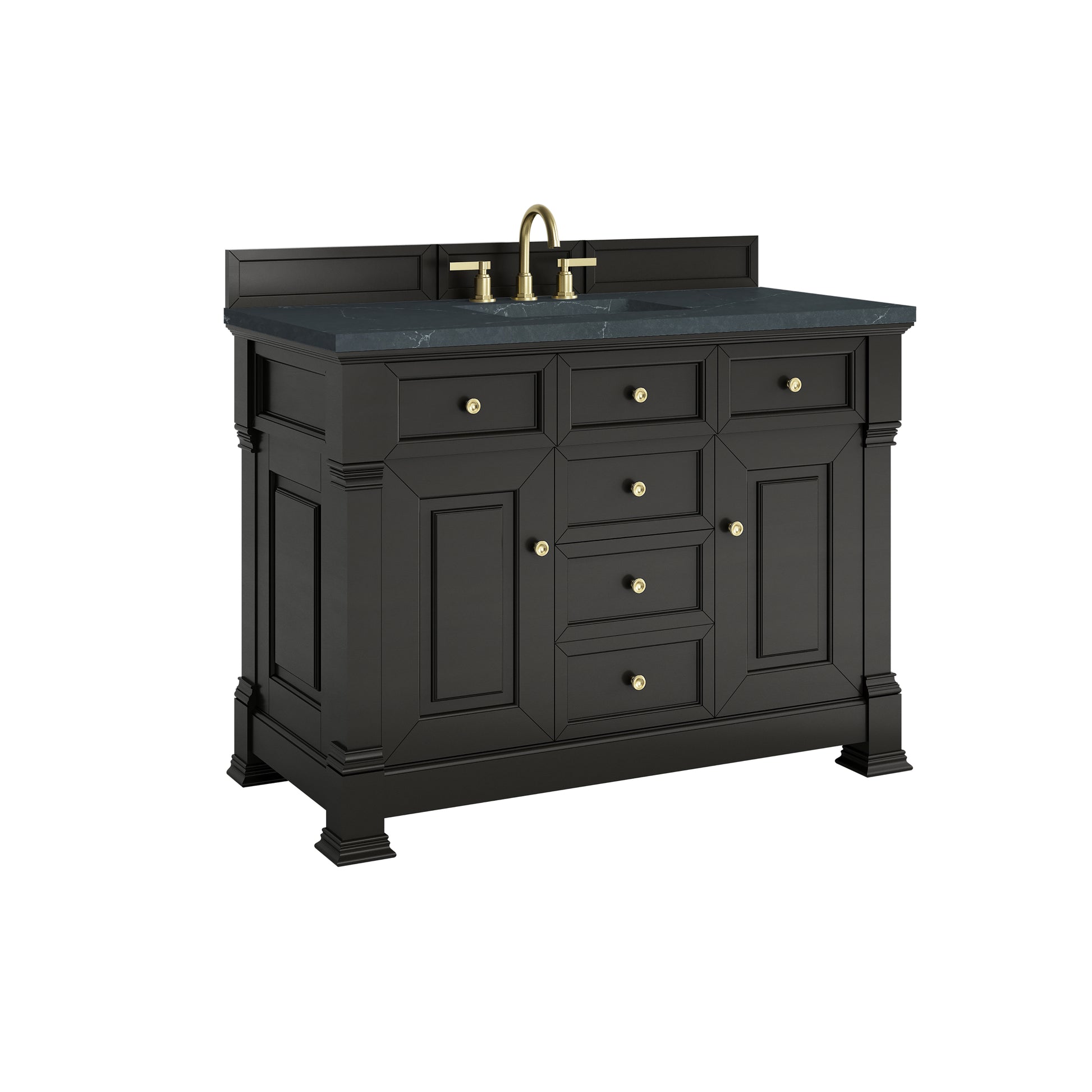 Renovate for Less Atlanta Brookfield 48" Single Vanity, Black Onyx w/3 CM Charcoal Soapstone Silestone Top