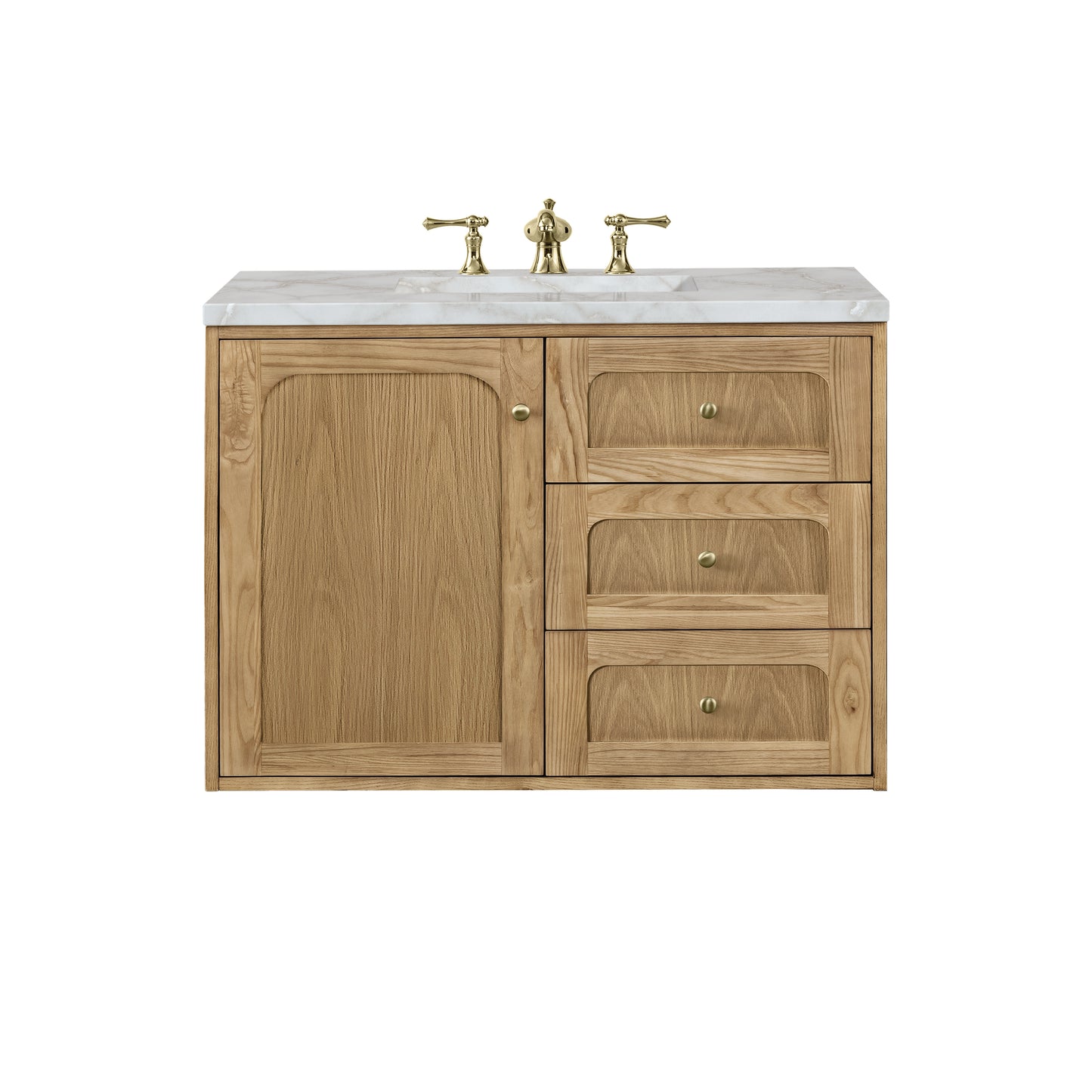 Renovate for Less Atlanta Laurent 36" Single Vanity, Light Natural Oak w/ 3 CM Victorian Silver Top