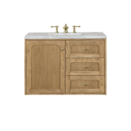 Renovate for Less Atlanta Laurent 36" Single Vanity, Light Natural Oak w/ 3 CM Victorian Silver Top