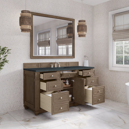 Renovate for Less Atlanta Bristol 60" Single Vanity, Whitewashed Walnut w/ 3 CM Charcoal Soapstone Silestone Top