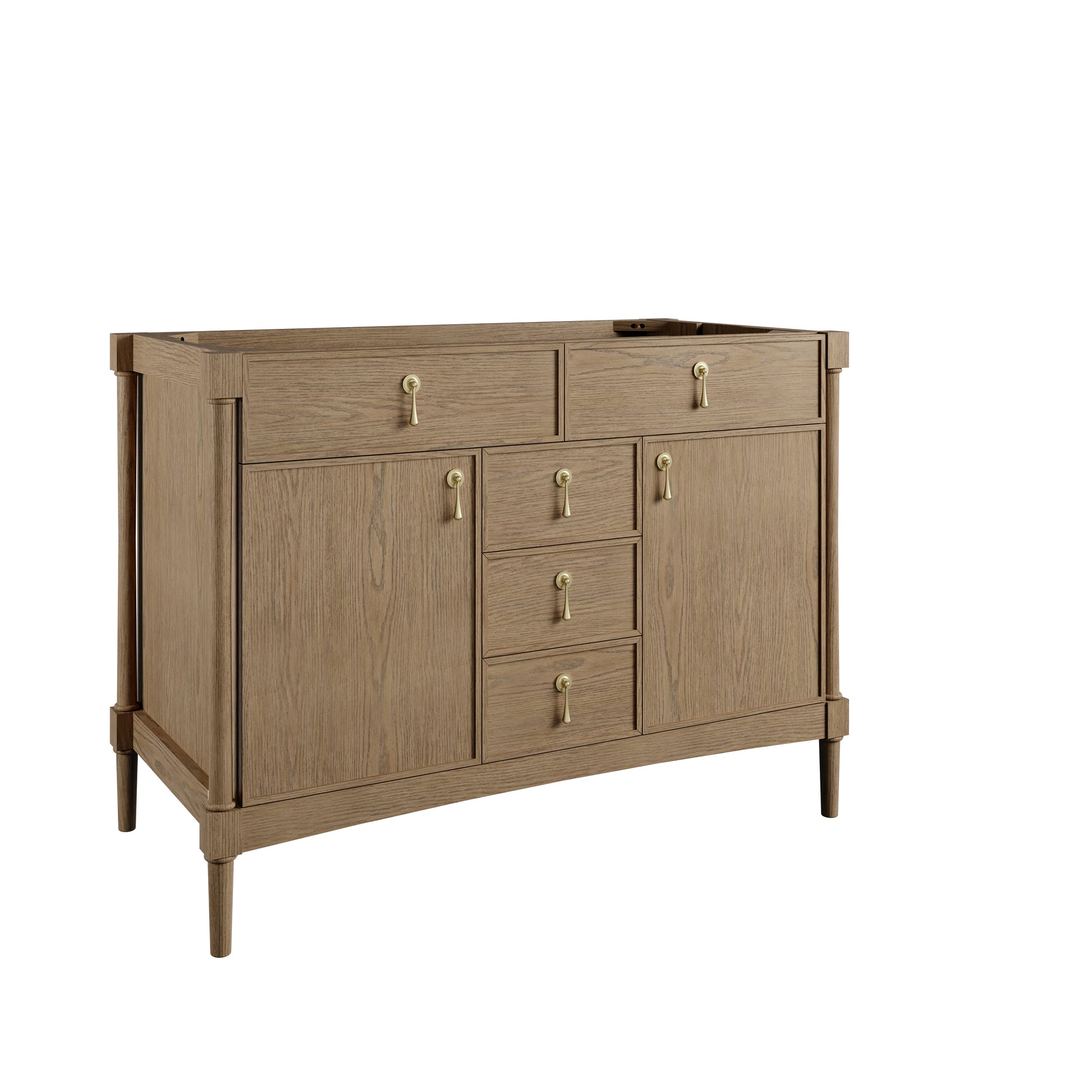 Renovate for Less Atlanta Kinnsden 48" Single Vanity, Weathered Oak w/ 3 CM Carrara Marble Top