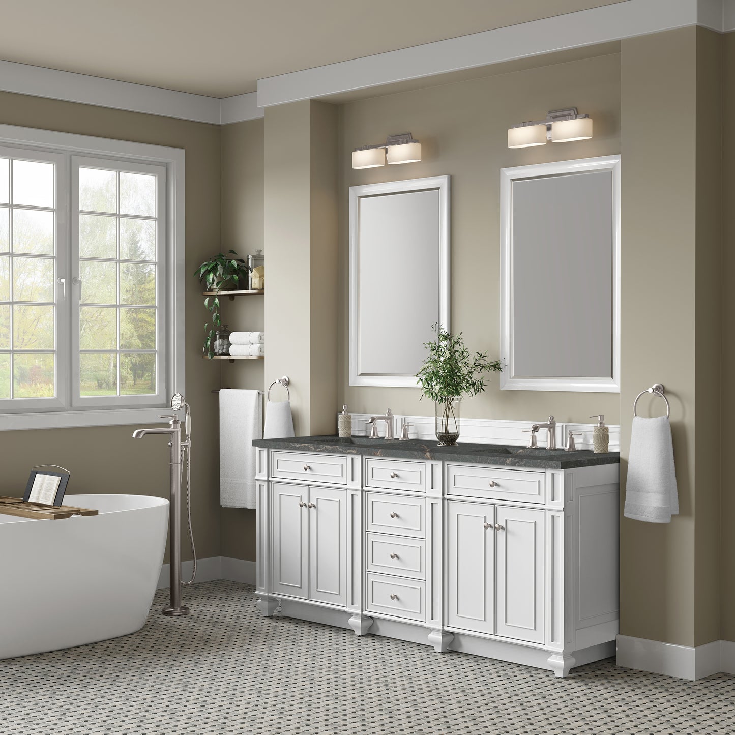 Renovate for Less Atlanta Bristol 72" Double Vanity, Bright White w/ 3 CM Parisien Bleu Silestone Top