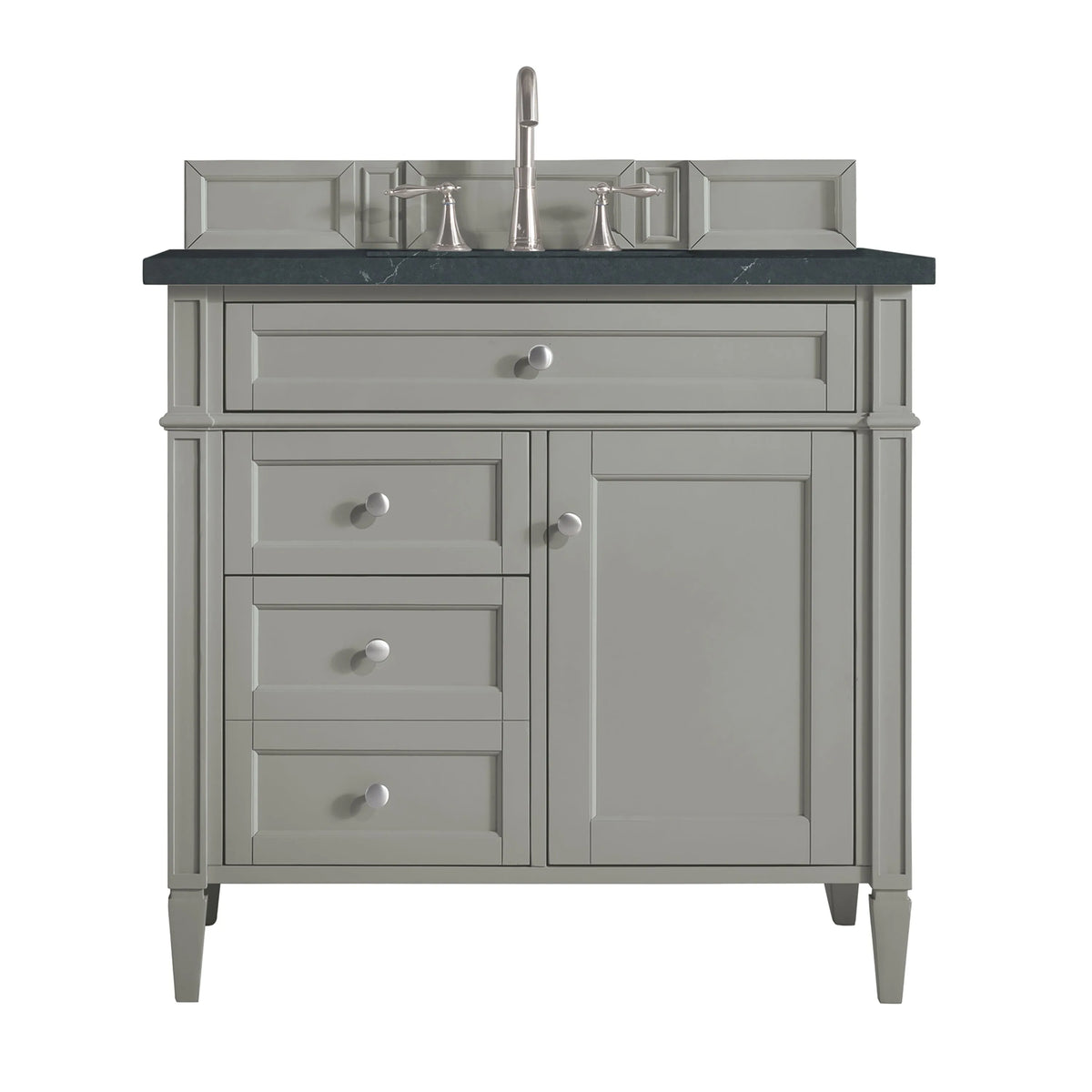 Brittany 36" Single Vanity, Urban Gray w/ 3 CM Charcoal Soapstone Silestone Top