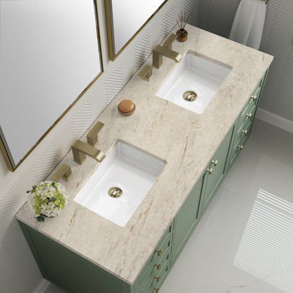 Renovate for Less Atlanta Chicago 60" Double Vanity, Smokey Celadon, w/ 3 CM Tajnar Eclos Top