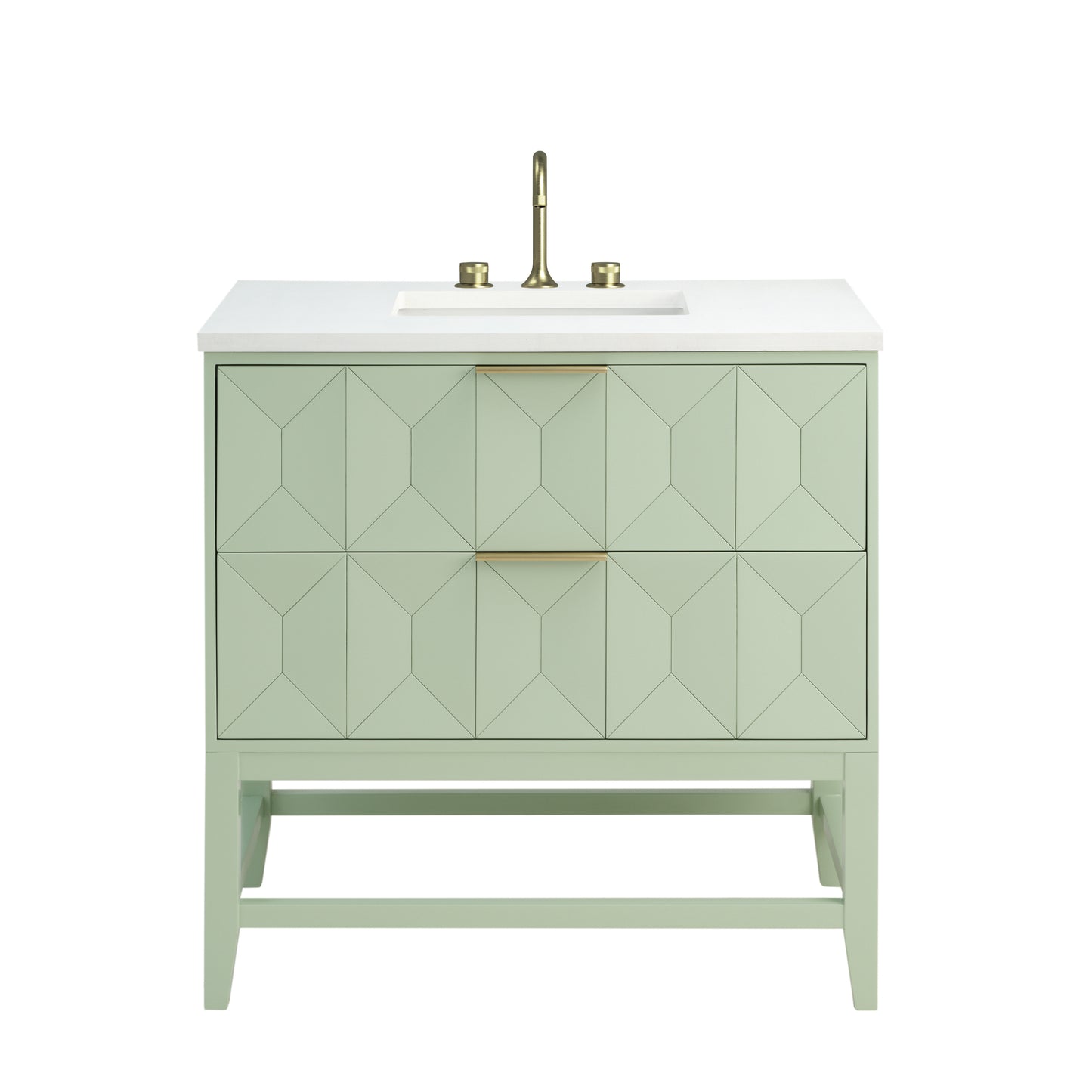 Renovate for Less Atlanta Emmeline 36" Single Vanity, Pistachio w/ 3 CM White Zeus Top