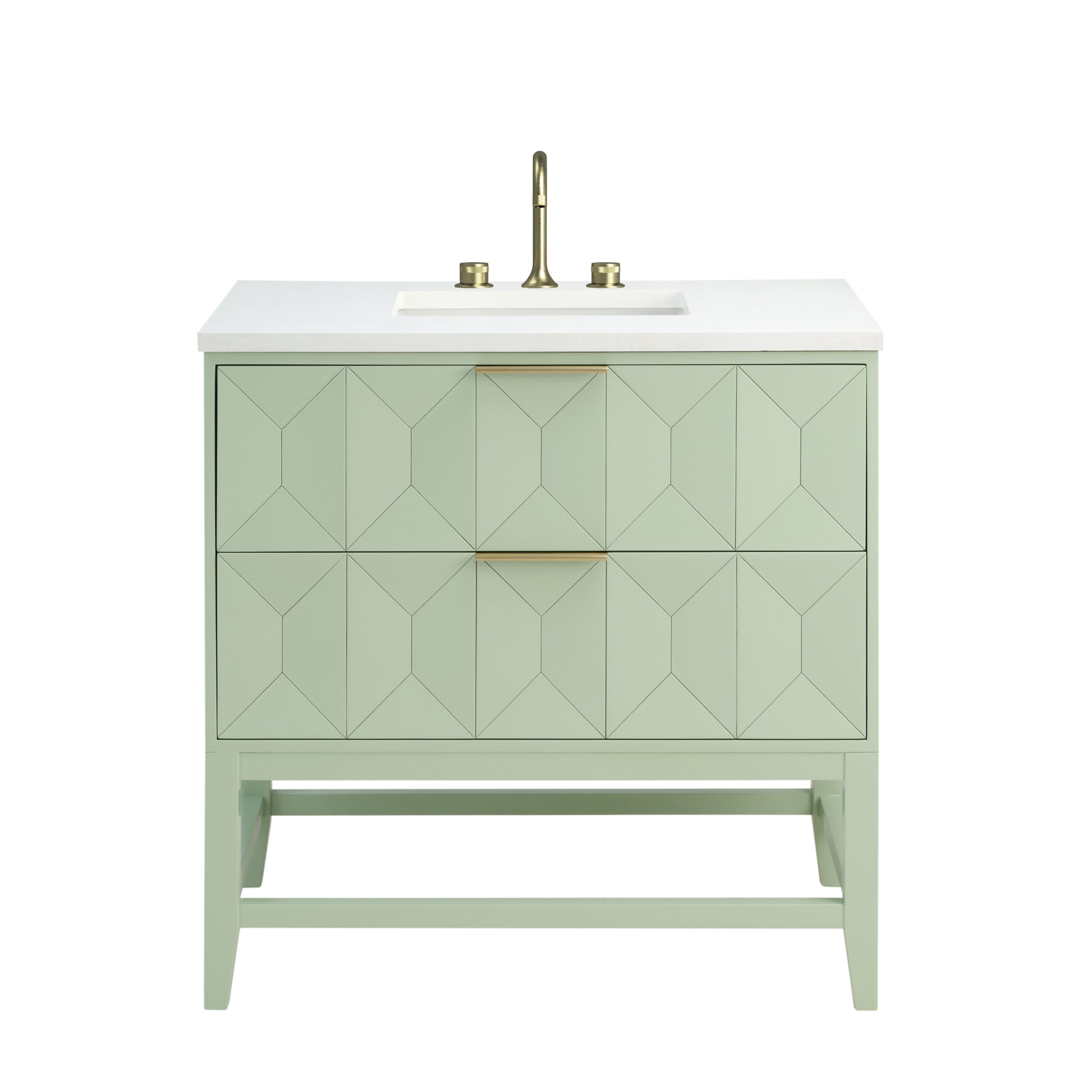 Renovate for Less Atlanta Emmeline 36" Single Vanity, Pistachio w/ 3 CM White Zeus Top