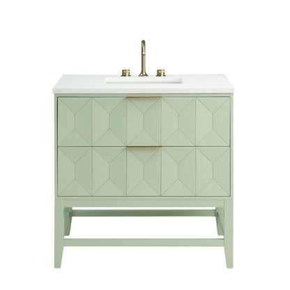 Renovate for Less Atlanta Emmeline 36" Single Vanity, Pistachio w/ 3 CM White Zeus Top