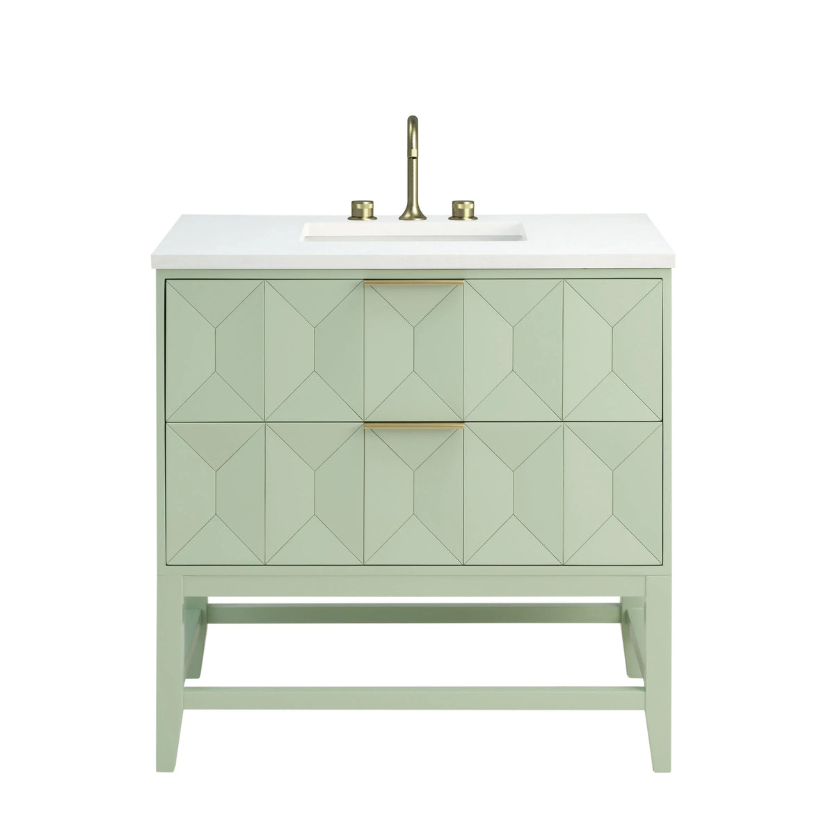 Emmeline 36" Single Vanity, Pistachio w/ 3 CM White Zeus Top
